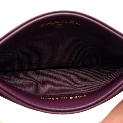 Chanel Lambskin Quilted Chanel 19 Card Holder Purple 5 of 7