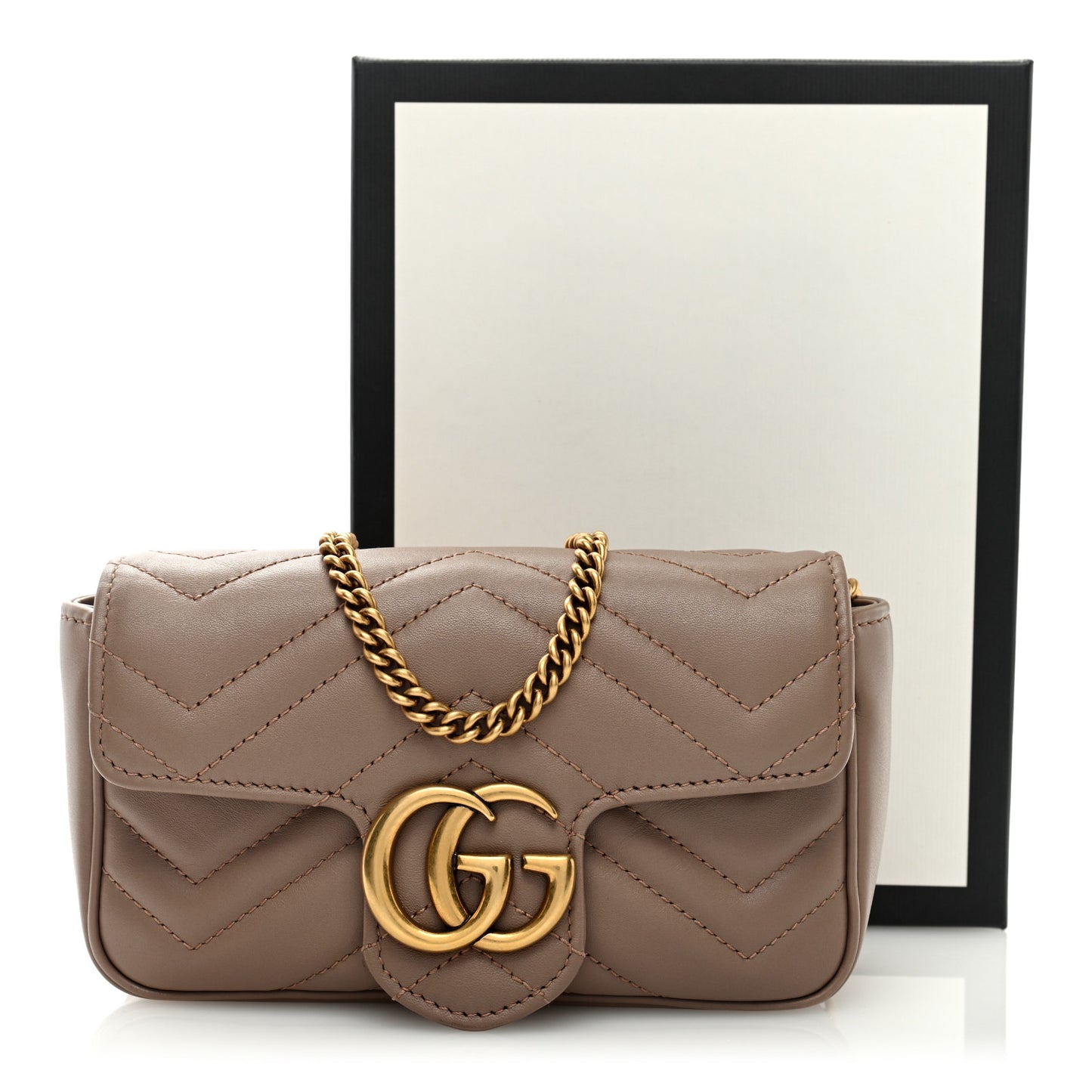 Calfskin Matelasse Super Mini GG Marmont Shoulder Bag Porcelain Rose