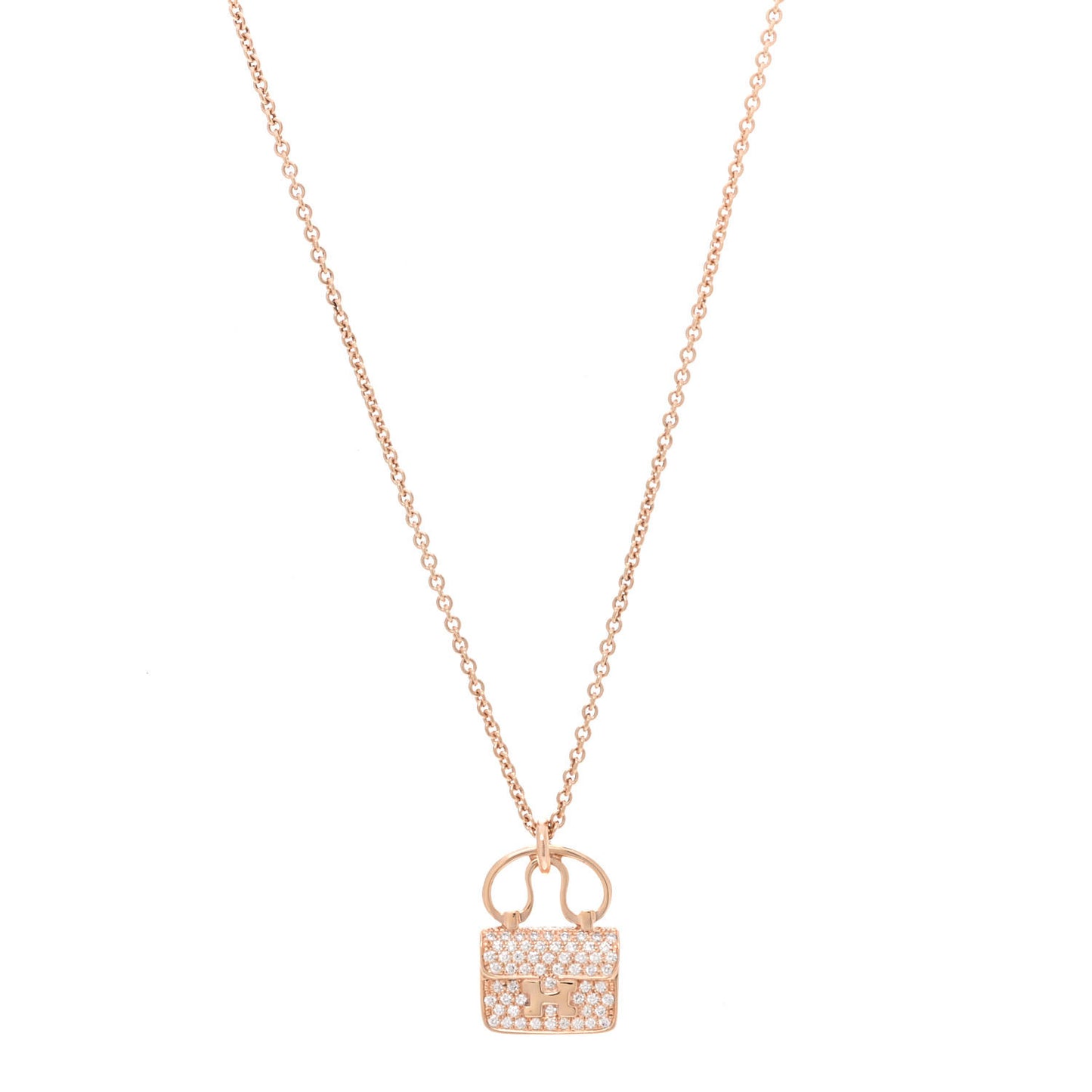 18K Rose Gold Diamond Constance Amulette Pendant Necklace