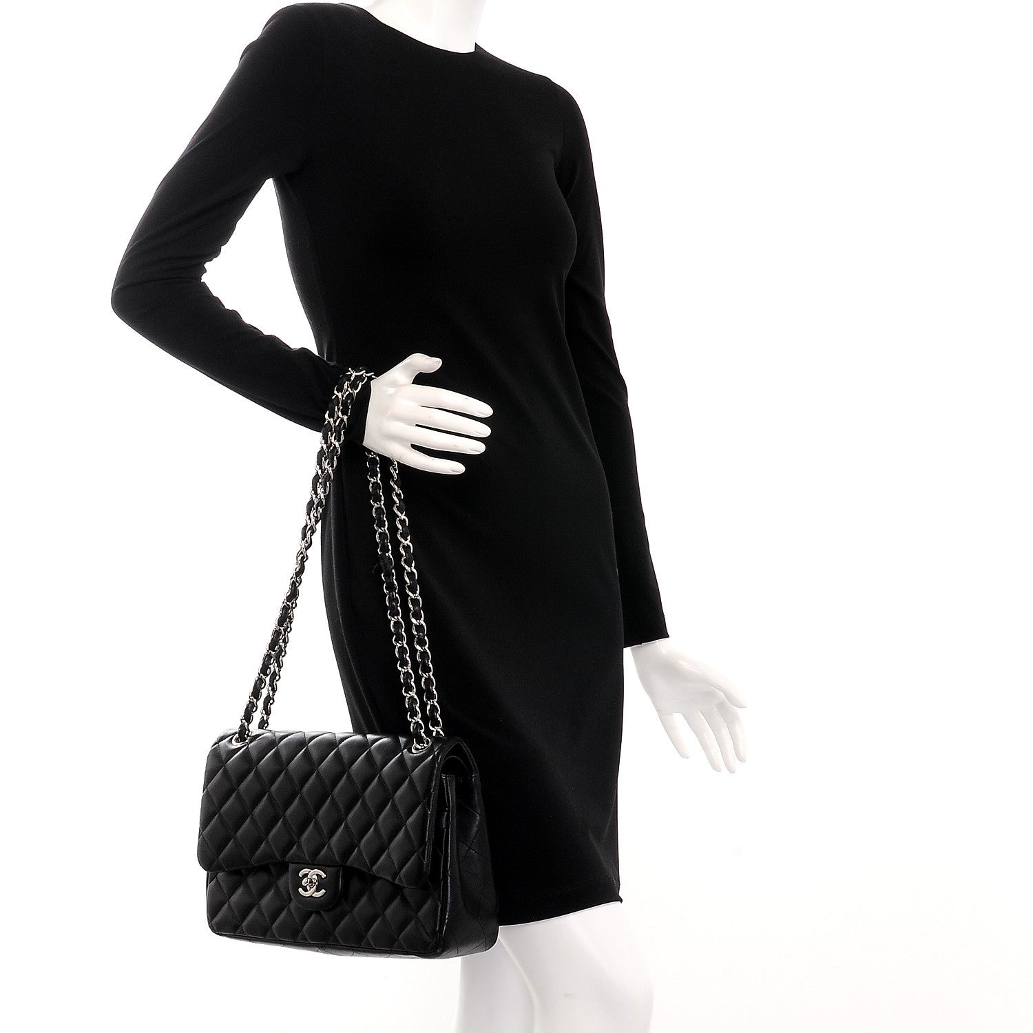 Chanel Lambskin Quilted Jumbo Double Flap Black 3 of 11