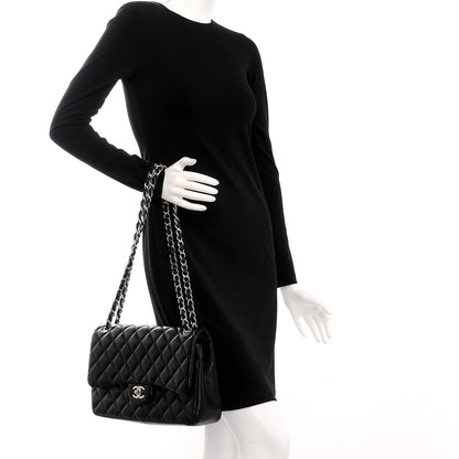 Chanel Lambskin Quilted Jumbo Double Flap Black 3 of 11