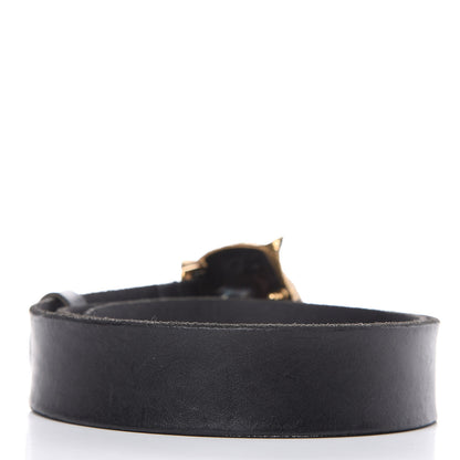 Gucci Calfskin Brass Feline Buckle Belt 85 34 Black 3 of 8