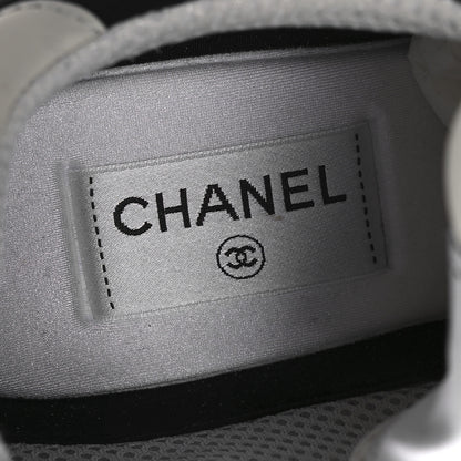Chanel Suede Fabric Calfskin Womens CC Sneakers 41 Black White 9 of 13