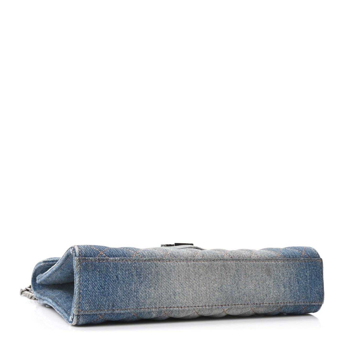 Denim Mixed Matelasse Triquilt Medium Monogram Envelope Satchel Blue