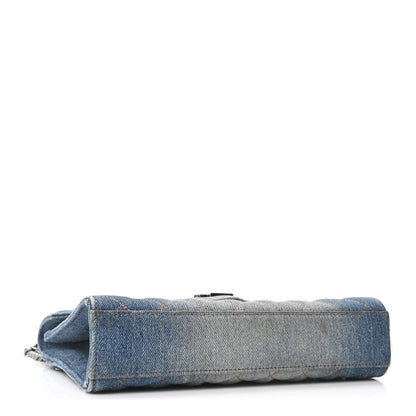 Saint Laurent Denim Mixed Matelasse Triquilt Medium Monogram Envelope Satchel Blue 3 of 9