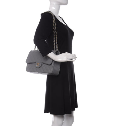 Chanel Caviar Quilted Jumbo Double Flap Grey 2 of 10