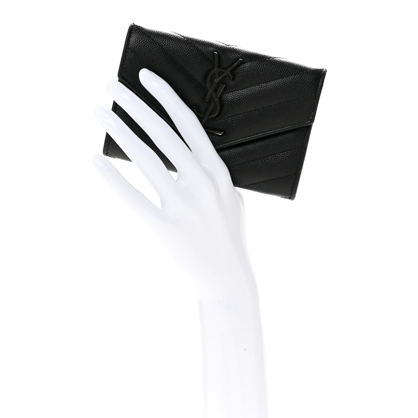 Grain De Poudre Matelasse Chevron Small Monochrome Monogram Envelope Wallet Black Black