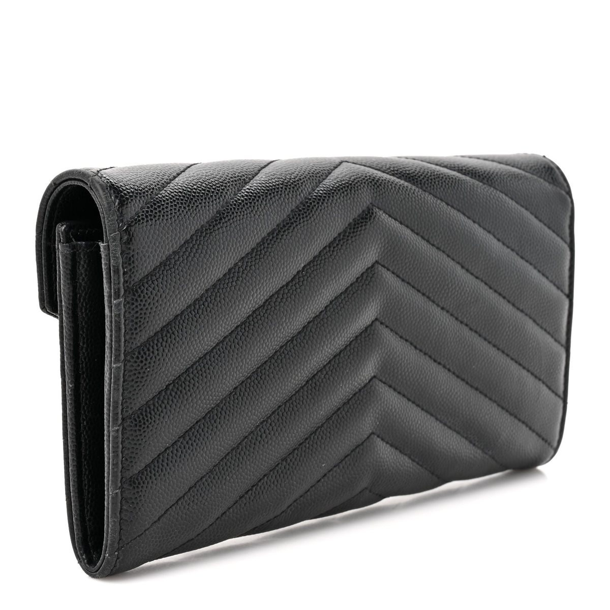 Grain De Poudre Matelasse Chevron Monogram Flap Wallet Black
