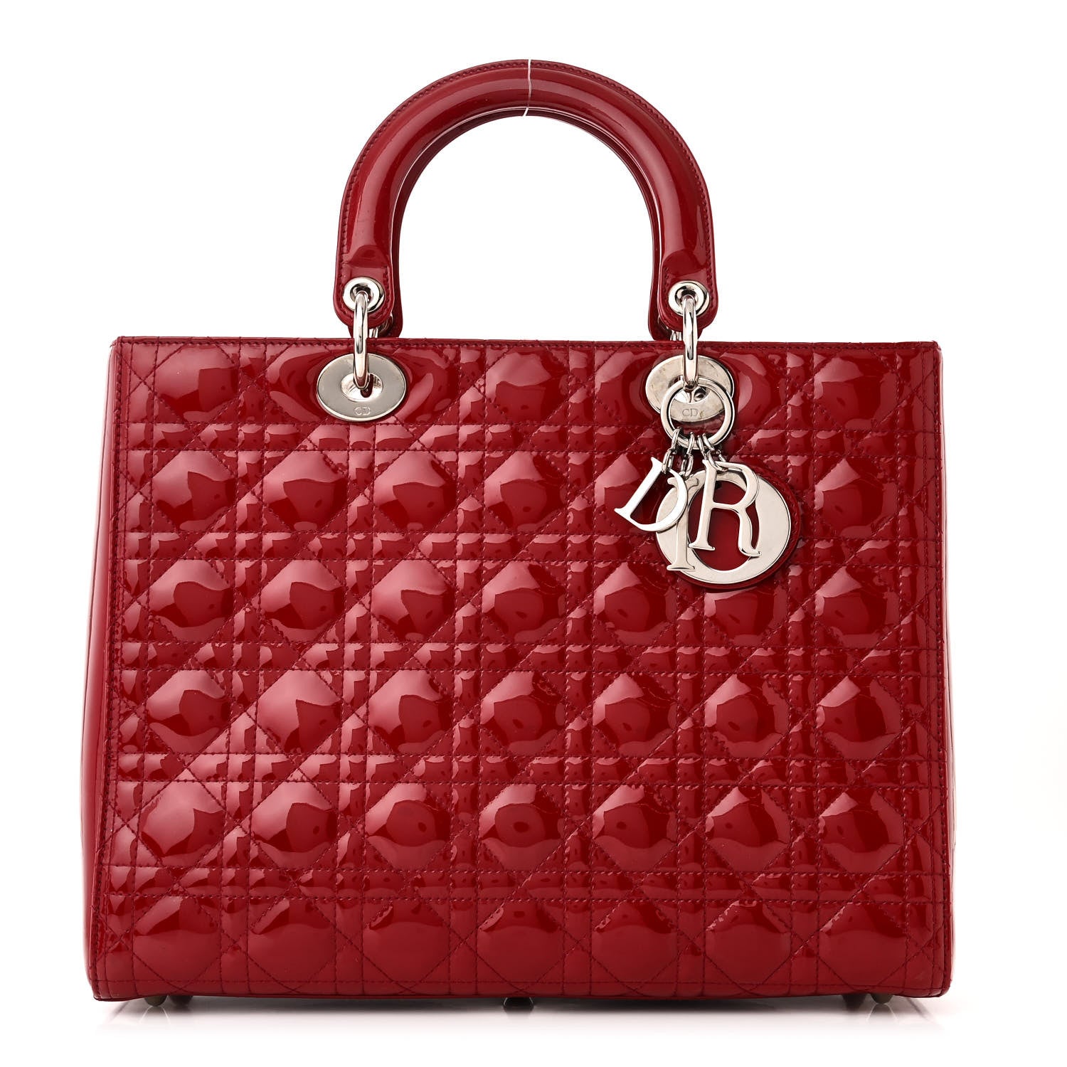 Christian Dior Patent Cannage Large Lady Dior Red 1 of 11