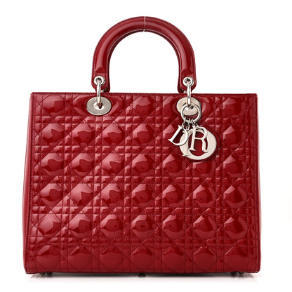 Christian Dior Patent Cannage Large Lady Dior Red 1 of 11