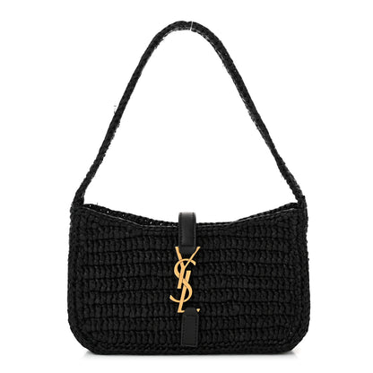 Saint Laurent Raffia Calfskin Le 5 A 7 Mini Hobo Black 1 of 11