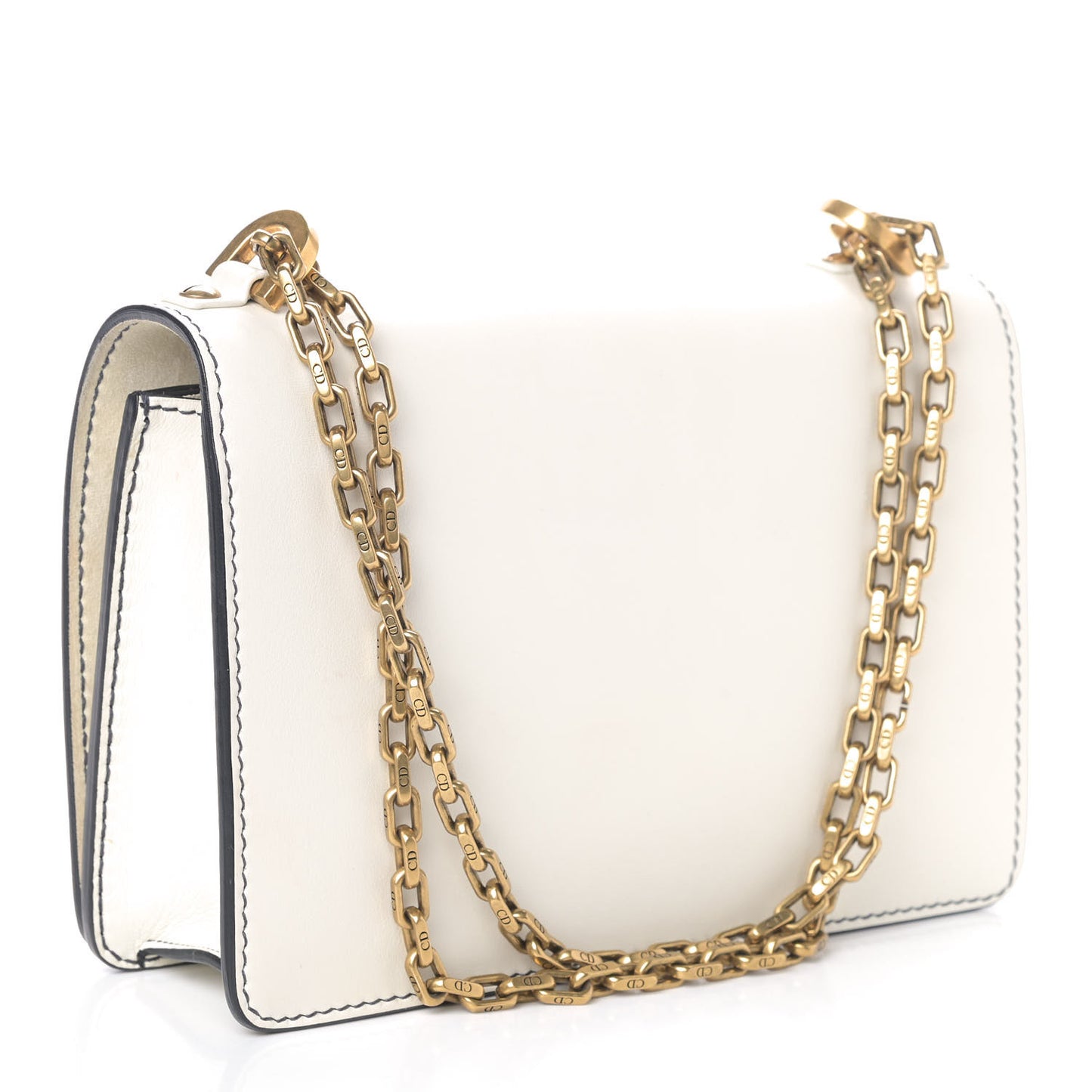 Calfskin J'Adior Chain Flap Bag Off White