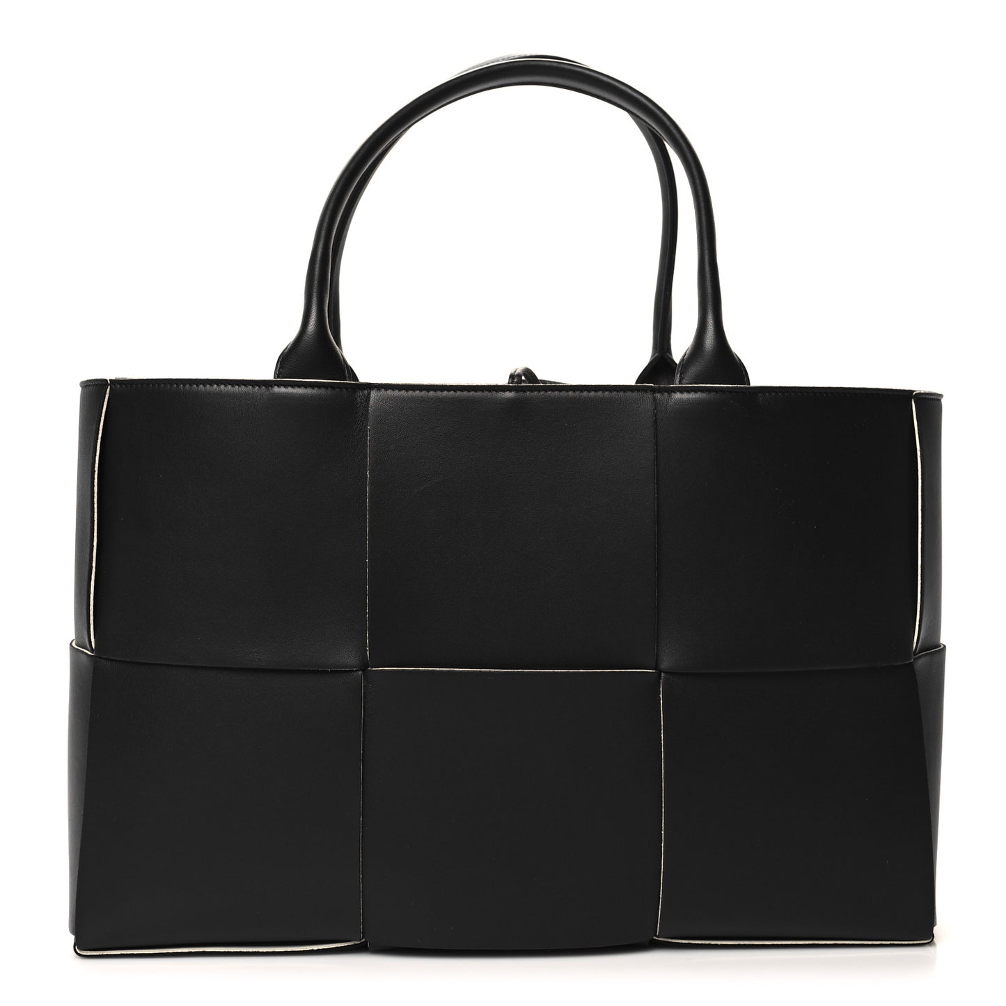 Nappa Maxi Intrecciato Arco Tote Black White