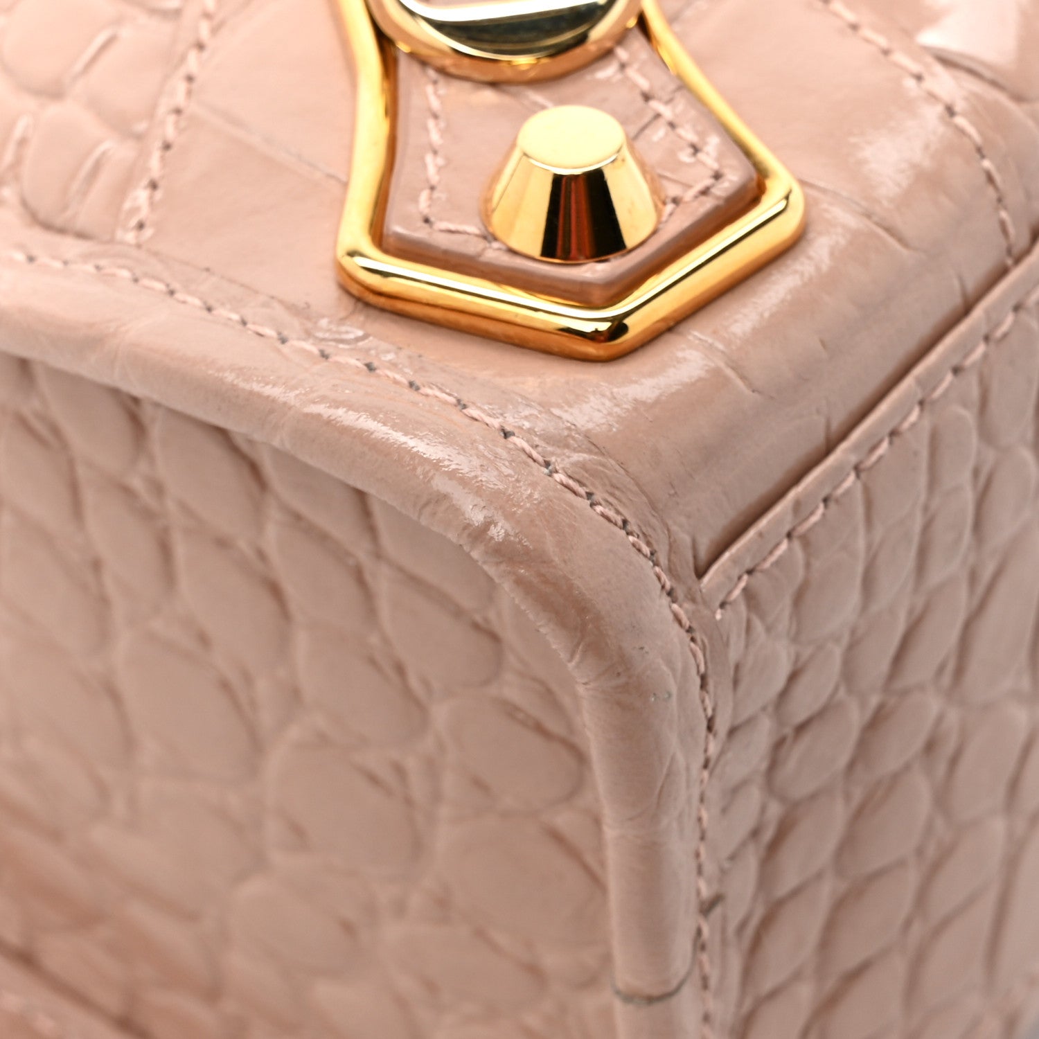 Balenciaga Shiny Supple Calfskin Crocodile Embossed Gold Metallic Edge Hardware Mini City Nude Beige 12 of 15