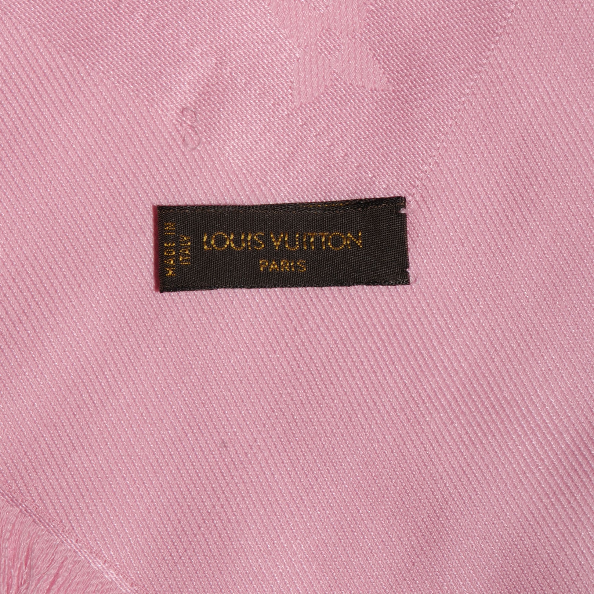 Louis Vuitton Wool Silk Monogram Shawl Rose Petale 6 of 6