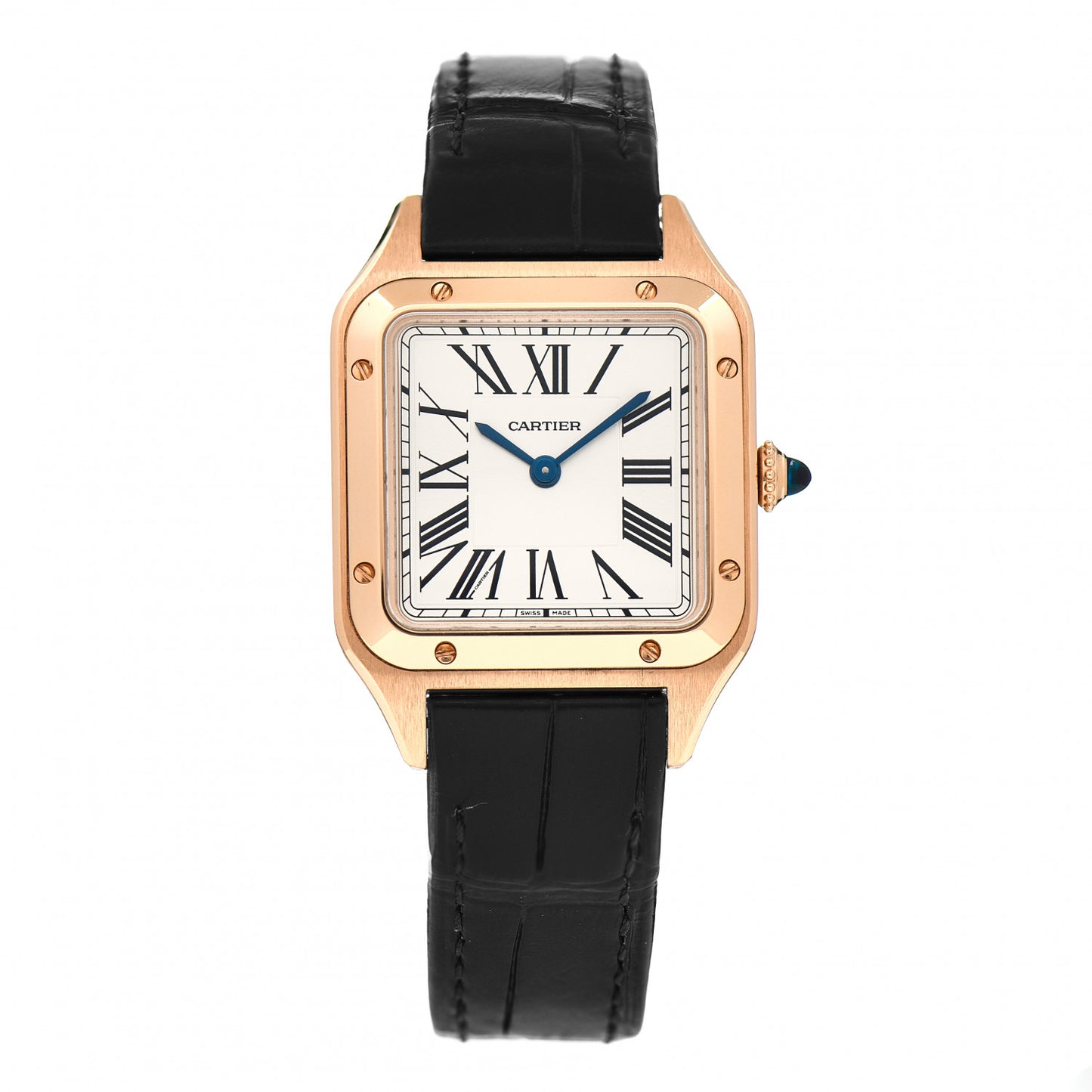 18K Pink Gold Alligator 27.5mm Santos Dumont Quartz Watch
