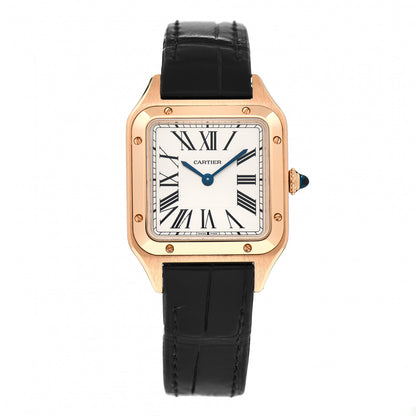 Cartier 18K Pink Gold Alligator 27.5mm Santos Dumont Quartz Watch 1 of 5