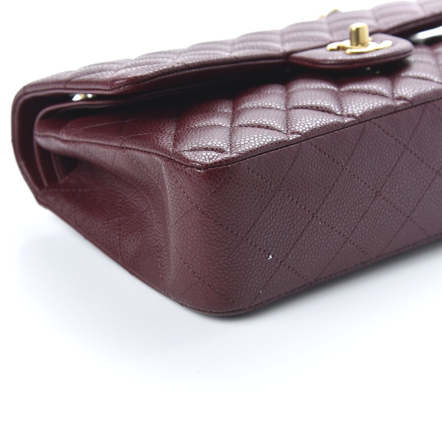 Caviar Quilted Medium Double Flap Burgundy