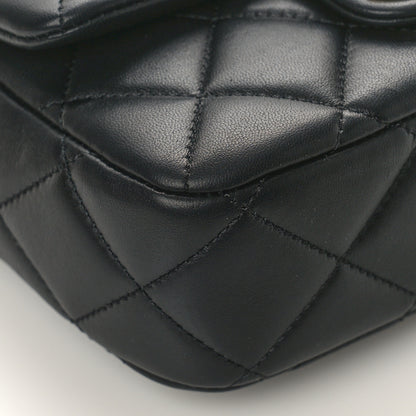 Chanel Lambskin Enamel Pearl Quilted Mini Charm Me Square Flap Black 8 of 9