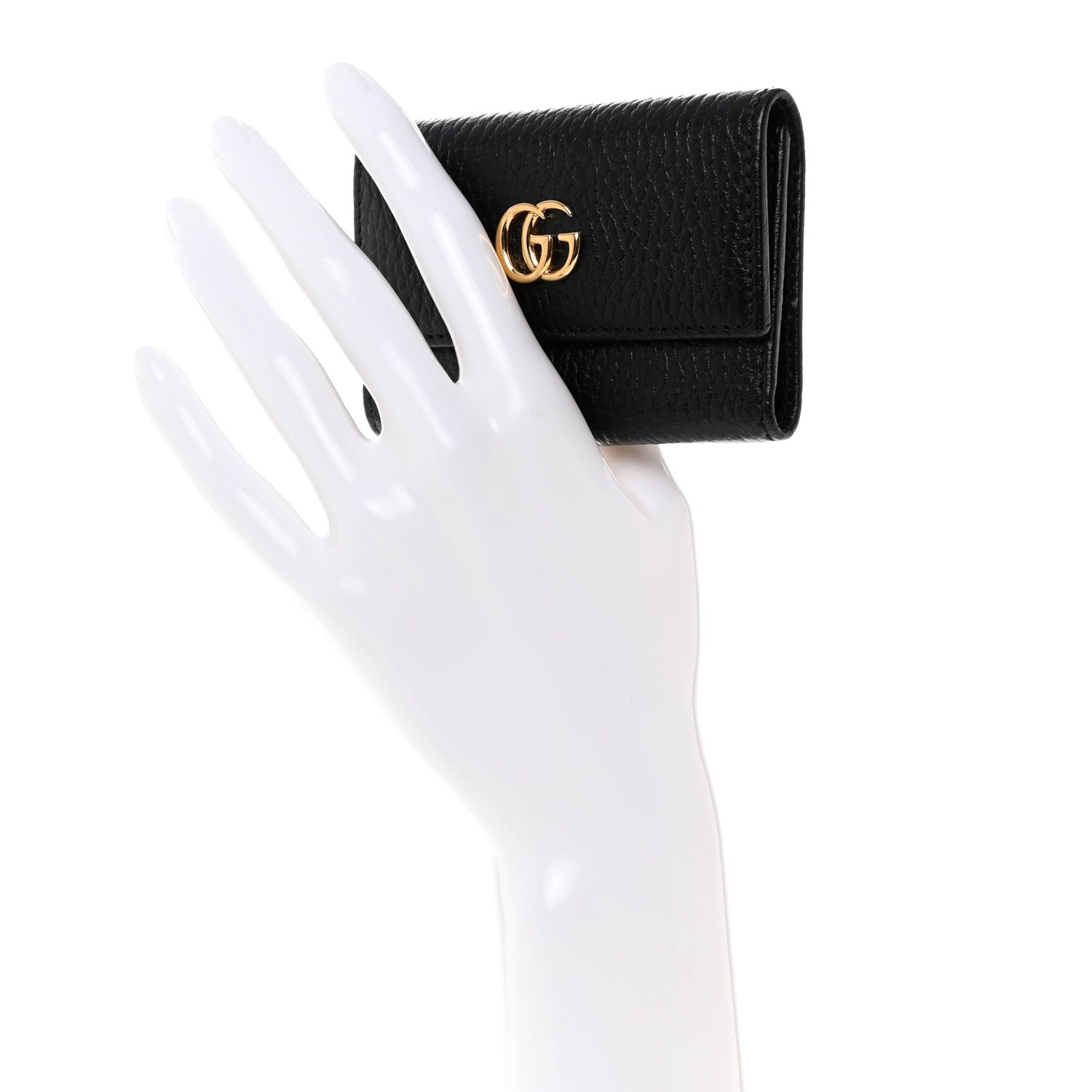 Gucci Pebbled Calfskin GG Marmont 6 Key Holder Black 2 of 7