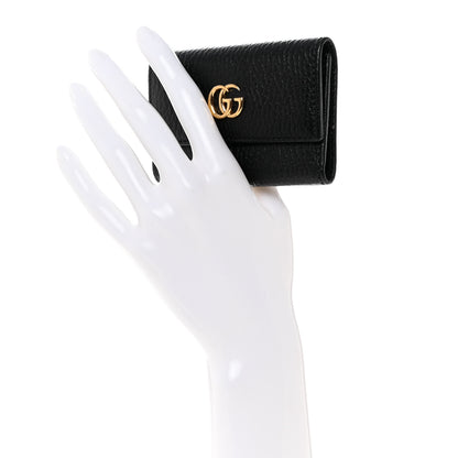 Gucci Pebbled Calfskin GG Marmont 6 Key Holder Black 2 of 7