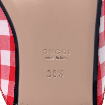 Gucci Cotton Gingham Womens Princetown Slippers 38.5 White Red 6 of 8