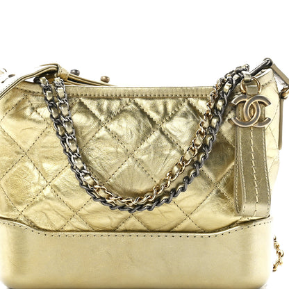 Chanel Metallic Aged Calfskin Quilted Small Gabrielle Hobo Gold 8 of 11