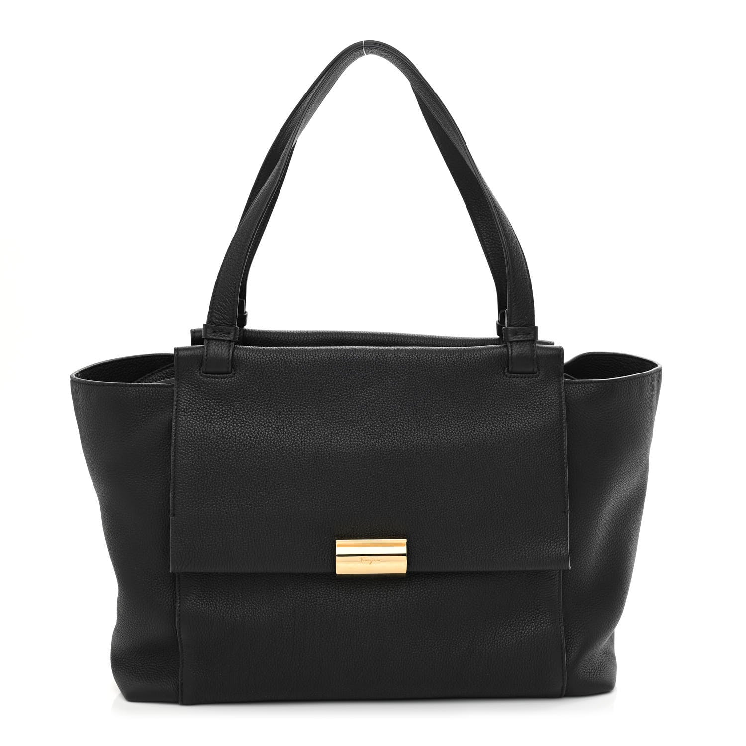 Salvatore Ferragamo Grained Calfskin Bitter Pocket Tote Black 2 of 20