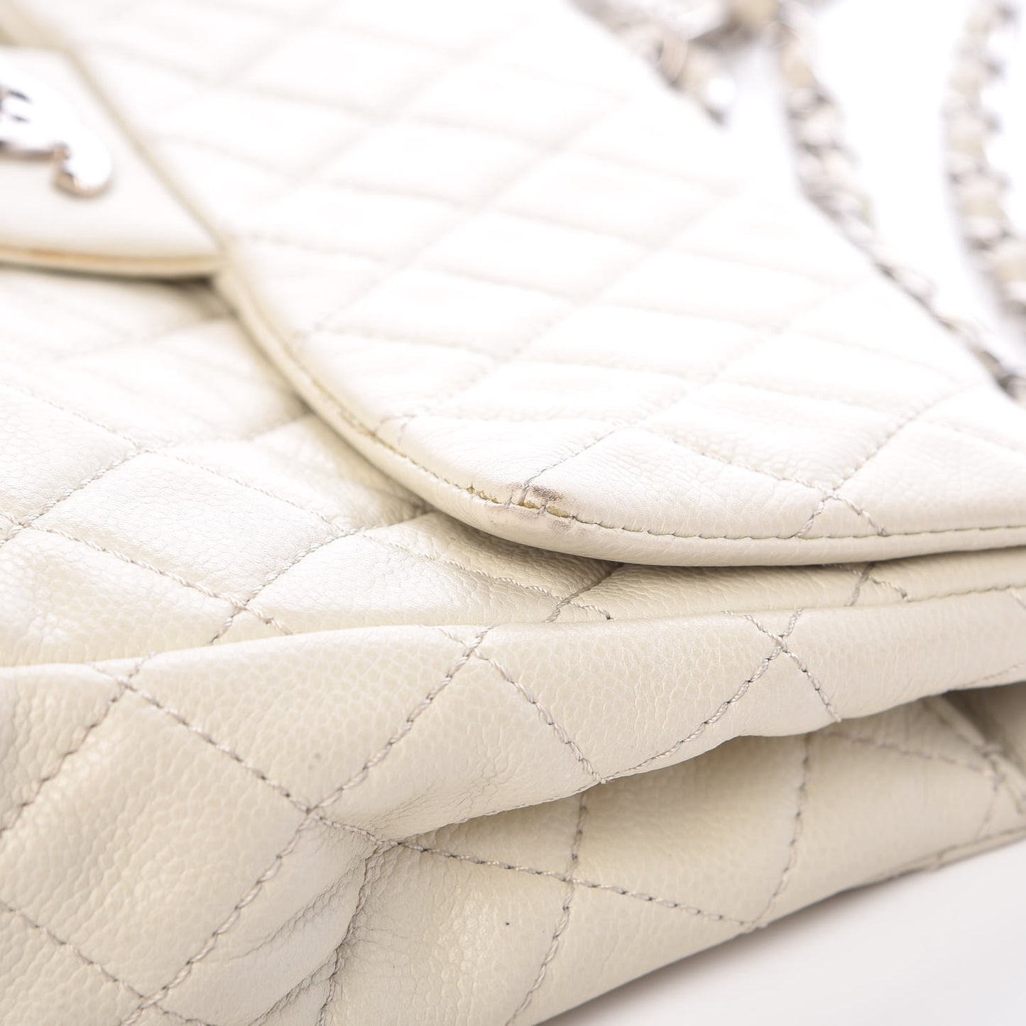 Caviar Quilted Maxi Single Flap White
