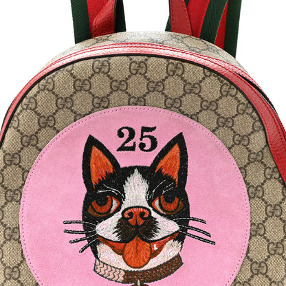 Gucci GG Supreme Monogram Web Bosco Patch Dome Backpack Beige Malva Hibiscus Red 8 of 10