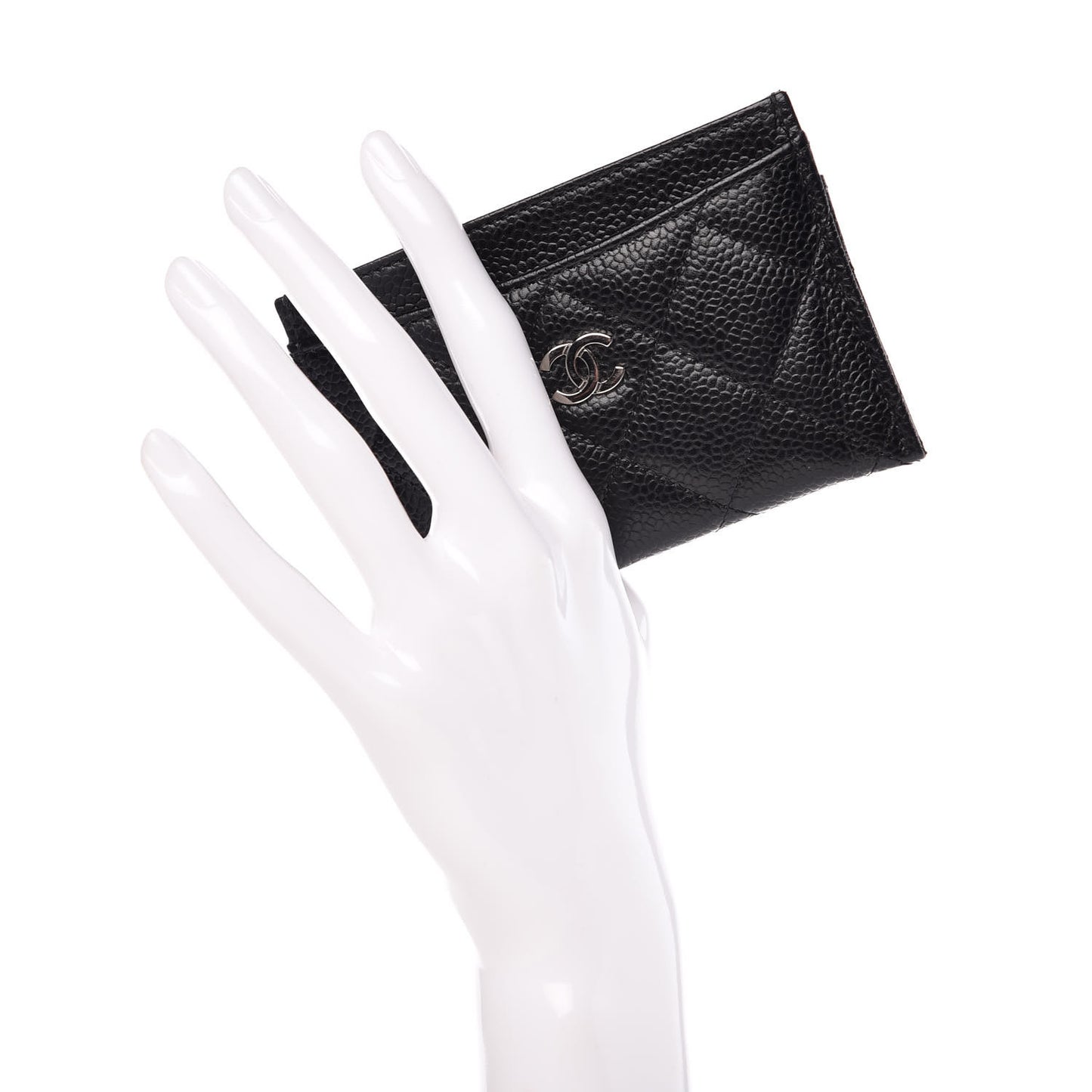 Caviar Quilted Card Holder Black