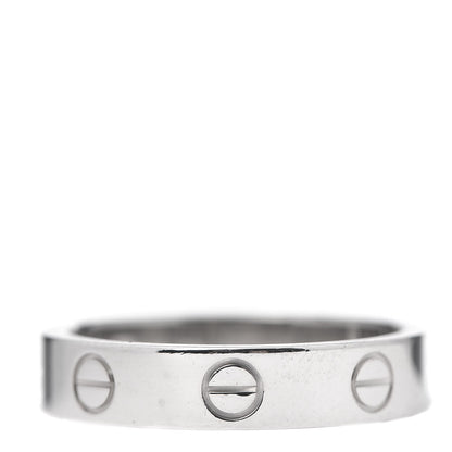 Cartier 18K White Gold Diamond 4mm LOVE Wedding Band Ring 51 5.75 3 of 5