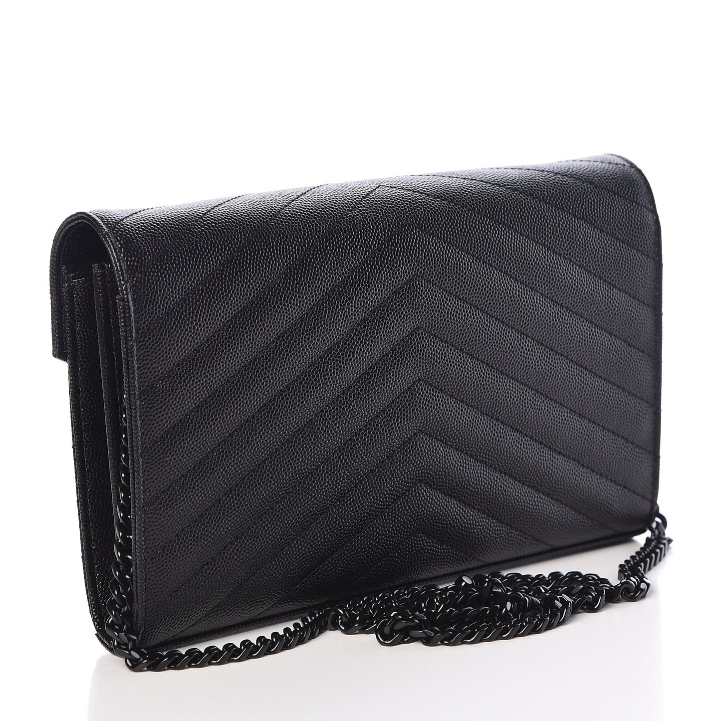 Grain De Poudre Matelasse Chevron Monogram Chain Wallet Black