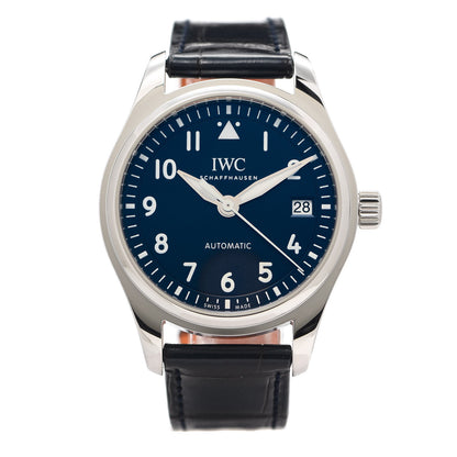 IWC Stainless Steel Alligator 36mm Pilot Automatic Watch Blue IW324008 1 of 8