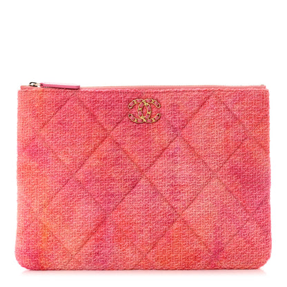 Chanel Tweed Large Chanel 19 Cosmetic Case Coral Pink 1 of 10