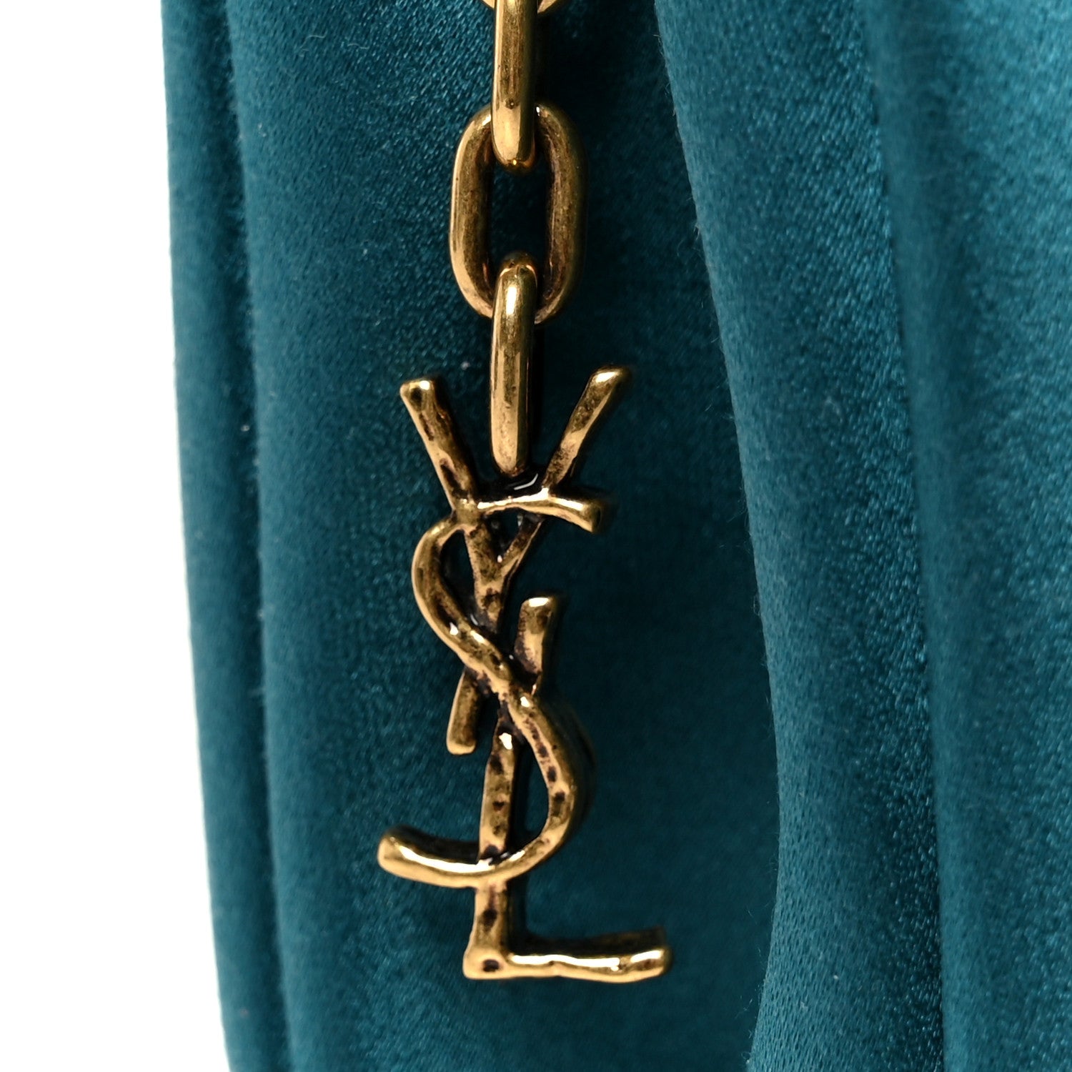 Saint Laurent Satin Evening Soft Clutch Turchese 8 of 9