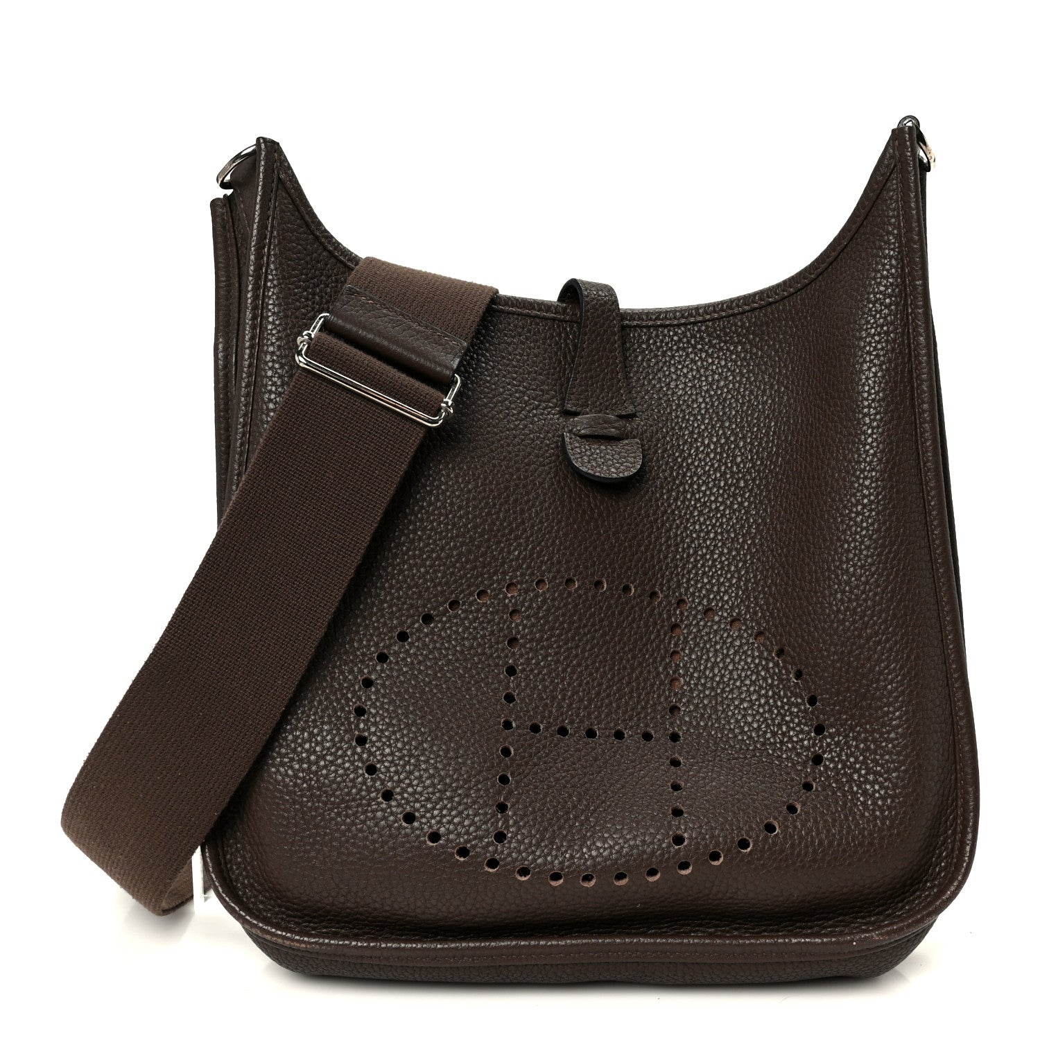 Hermes Taurillon Clemence Evelyne IlI PM Chocolate 1 of 9