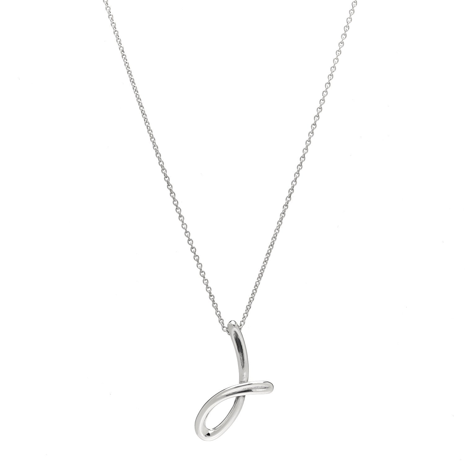 Tiffany Sterling Silver Elsa Peretti Letter J Pendant Necklace 1 of 5
