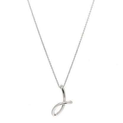 Tiffany Sterling Silver Elsa Peretti Letter J Pendant Necklace 1 of 5