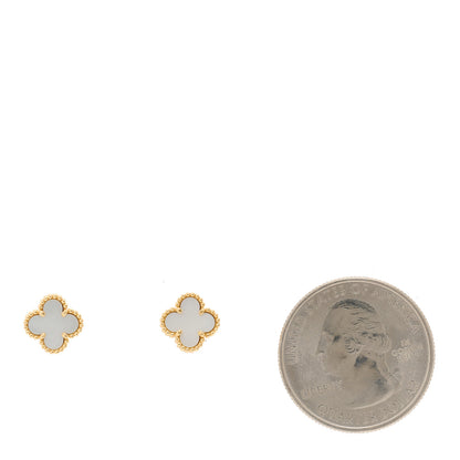 Van Cleef & Arpels 18K Yellow Gold Mother of Pearl Sweet Alhambra Earrings 2 of 5