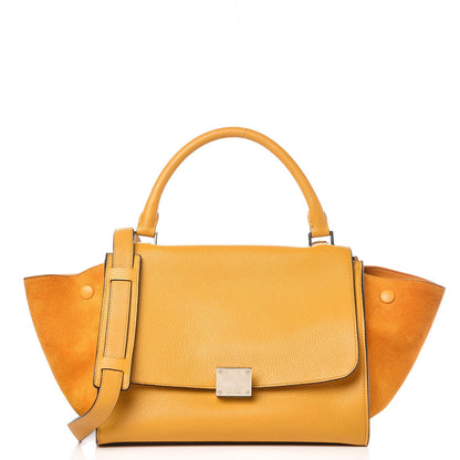 Celine Drummed Calfskin Suede Small Trapeze Ocre 1 of 7
