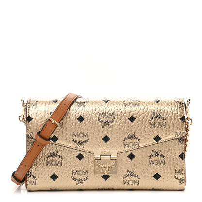 MCM Metallic Visetos Medium Millie Crossbody Bag Berlin Gold 1 of 9
