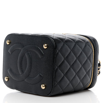 Chanel Caviar Quilted Small Top Handle Vanity Case With Chain Black 10 of 11