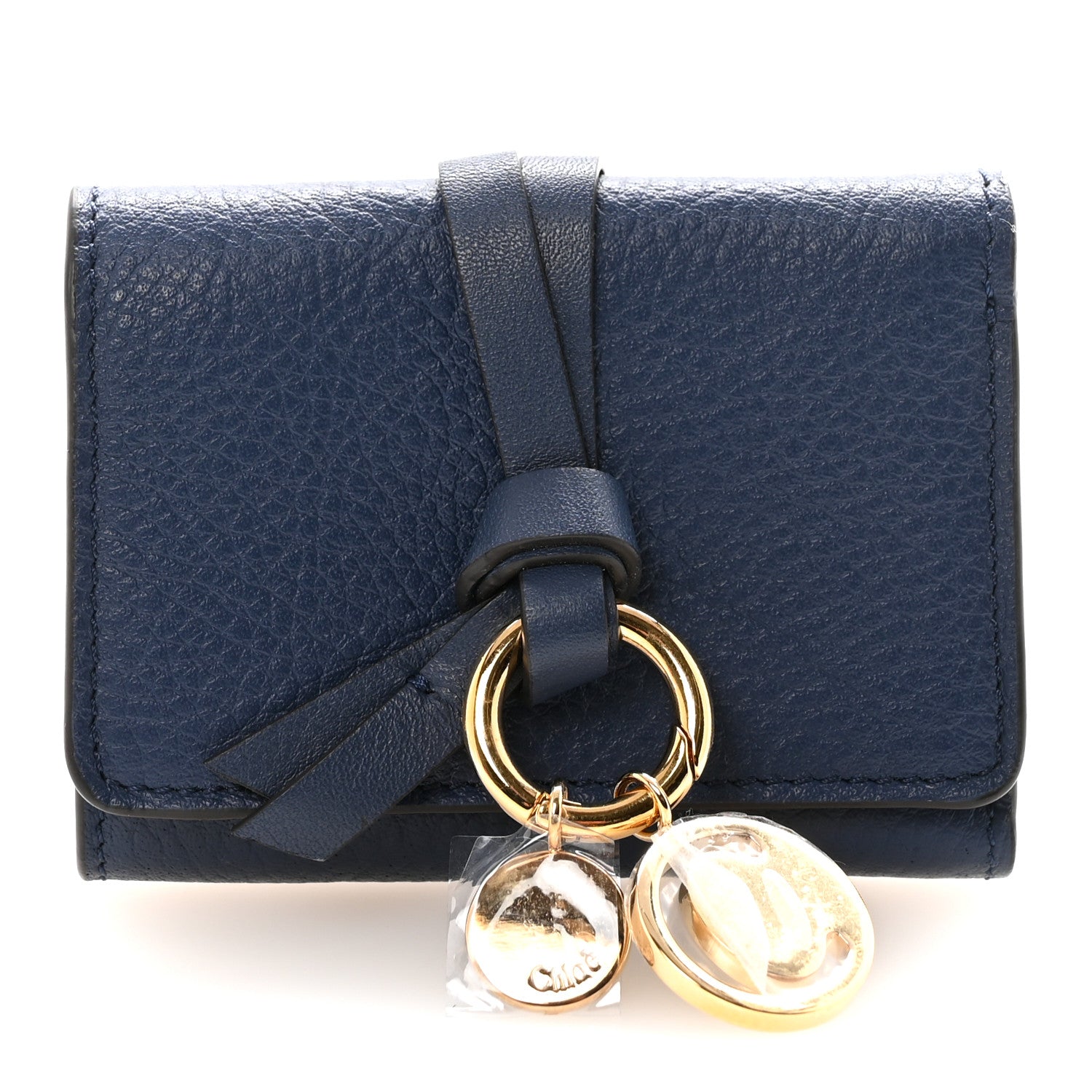 Chloe Grained Calfskin Alphabet Tri-Fold Deep Ocean 1 of 6