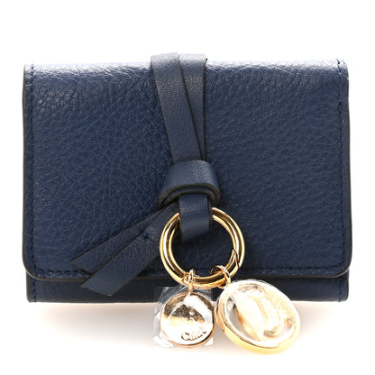 Chloe Grained Calfskin Alphabet Tri-Fold Deep Ocean 1 of 6