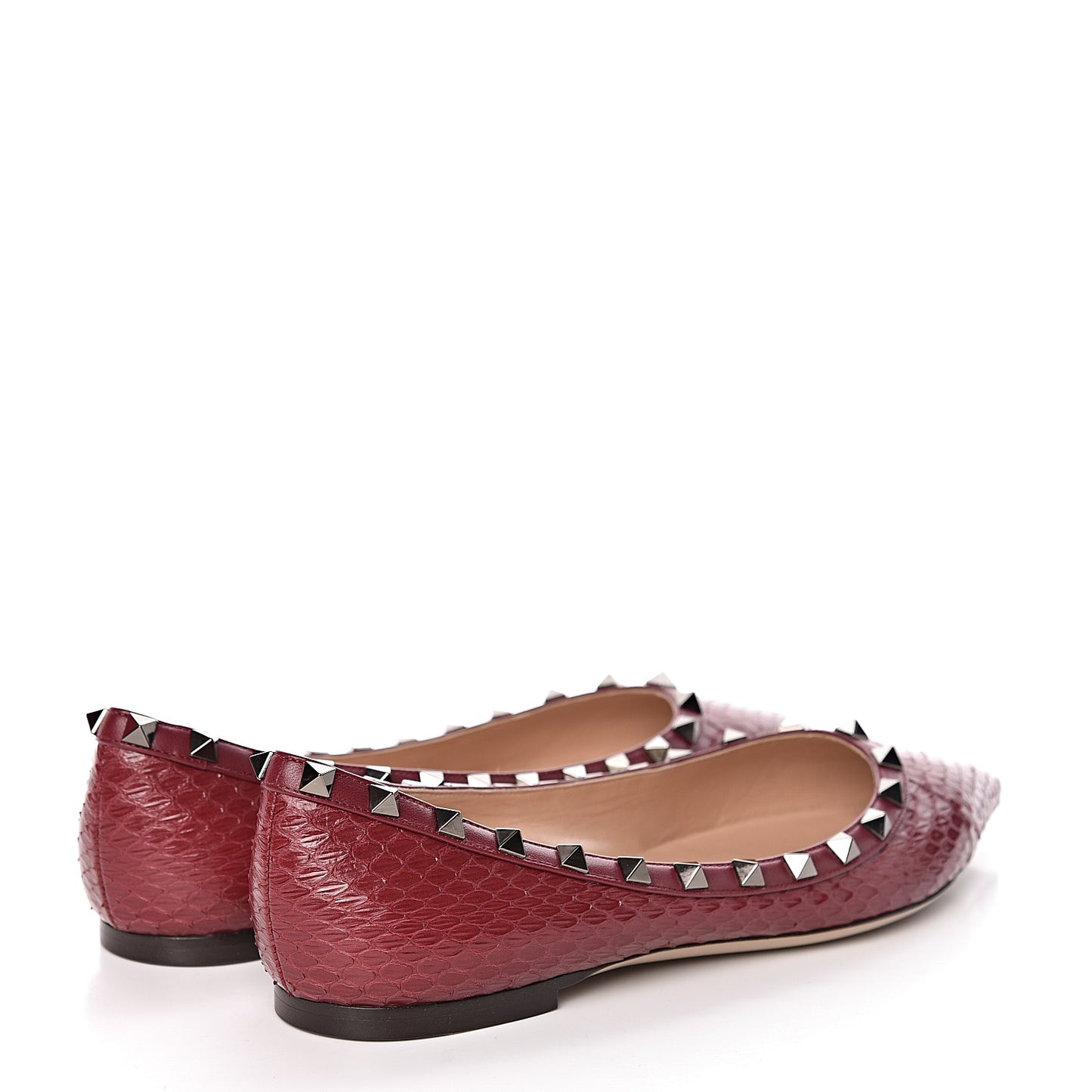 Ayers Snakeskin Rockstud Ballerina Flats 38.5 Cerise