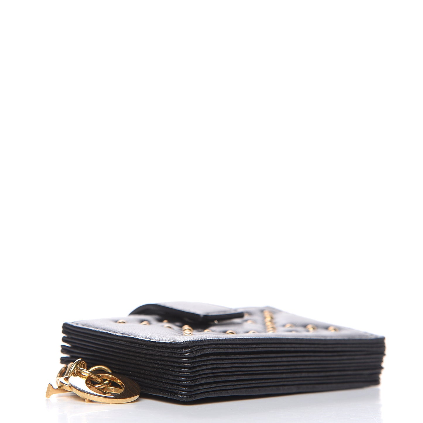 Lambskin Studded Cannage Lady Dior 5-Gusset Card Holder Black