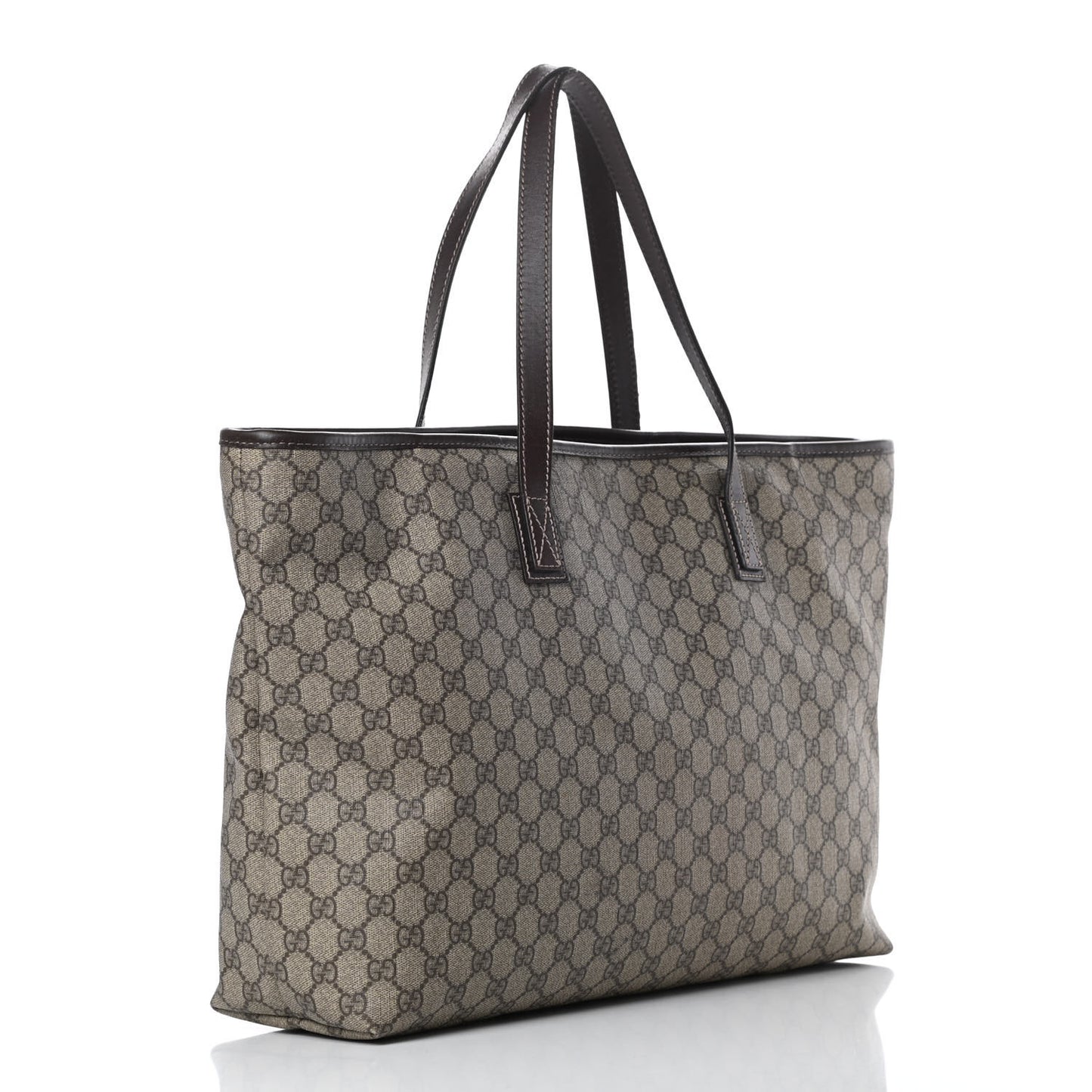 GG Supreme Monogram Large Zippered Shopping Tote Brown