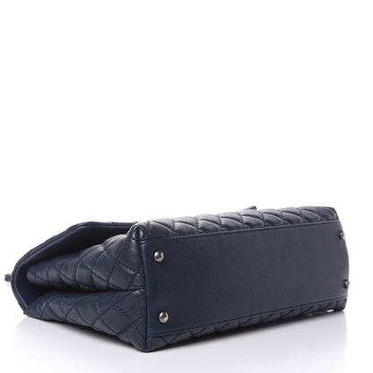 Chanel Caviar Quilted Medium Coco Handle Flap Navy Blue 4 of 12