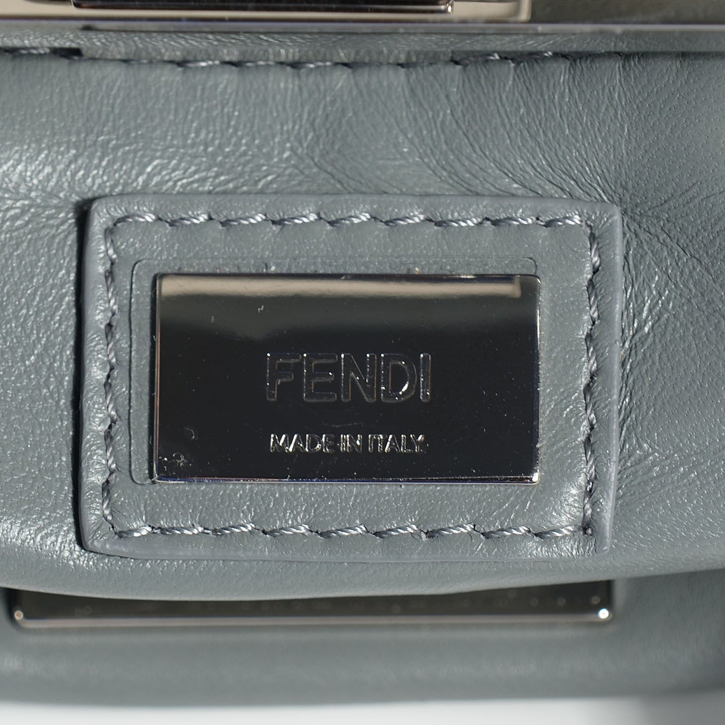 Nappa Studded Mini Peekaboo Iconic Satchel Grey